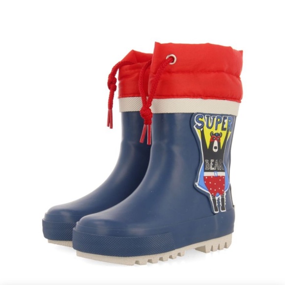 NIB BORGAMES Blue Welly Boots With Super Bear Toddler 6 - Picture 3 of 9